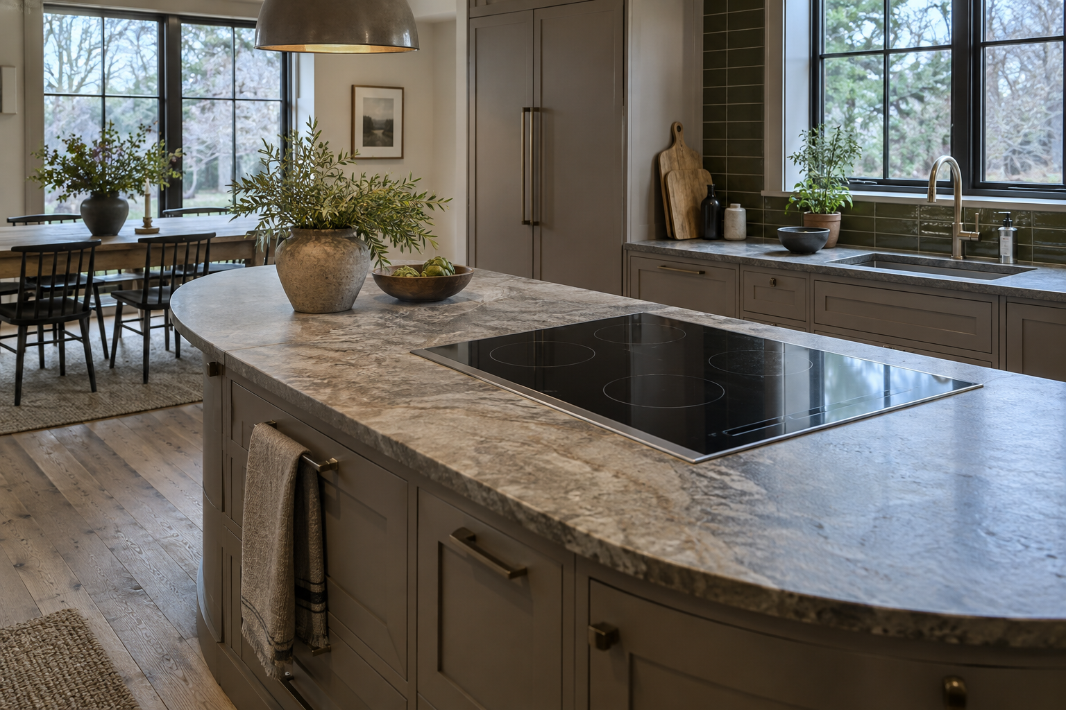 Illustrative Wolf cooktop in a residential kitchen — AI image for Viking Repair Easton