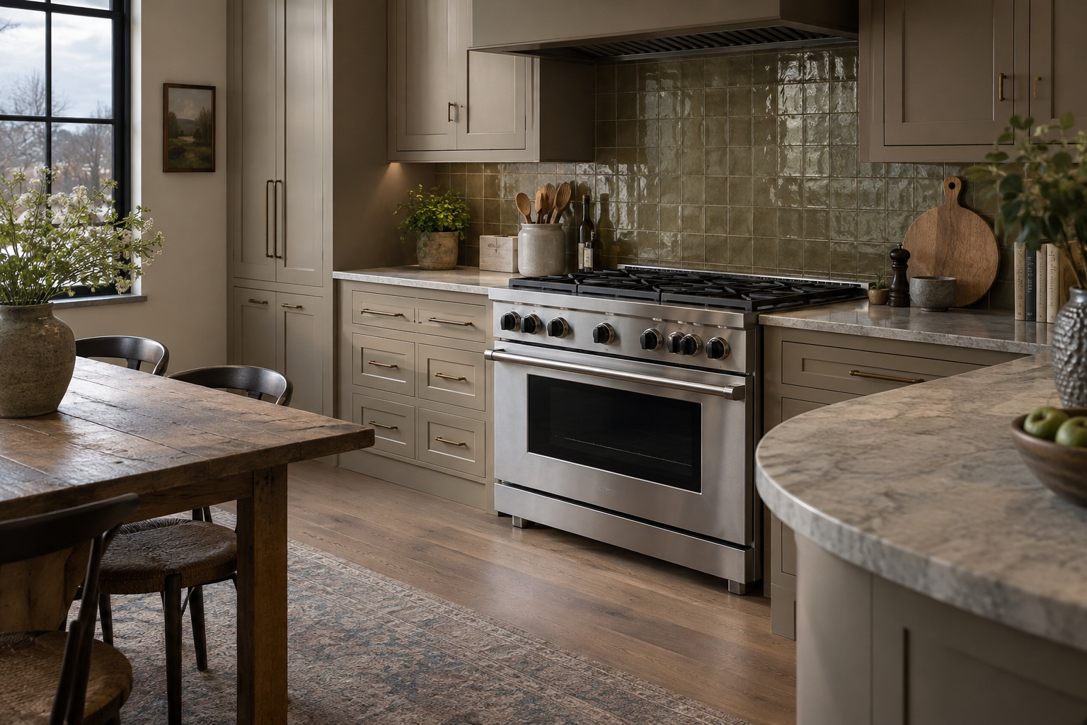Illustrative Viking range in a residential kitchen — AI image for Viking Repair Easton