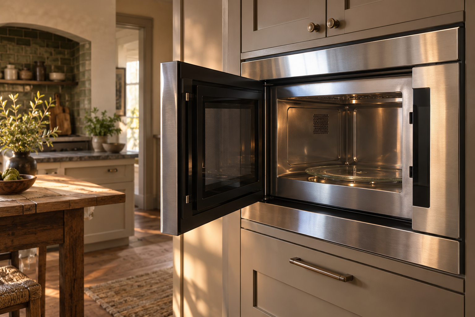 Illustrative Wolf microwave in a residential kitchen — AI image for Viking Repair Easton