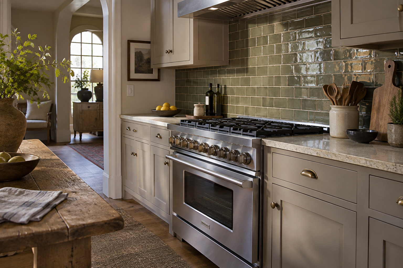 Illustrative Viking range in a residential kitchen — AI image for Viking Repair Easton