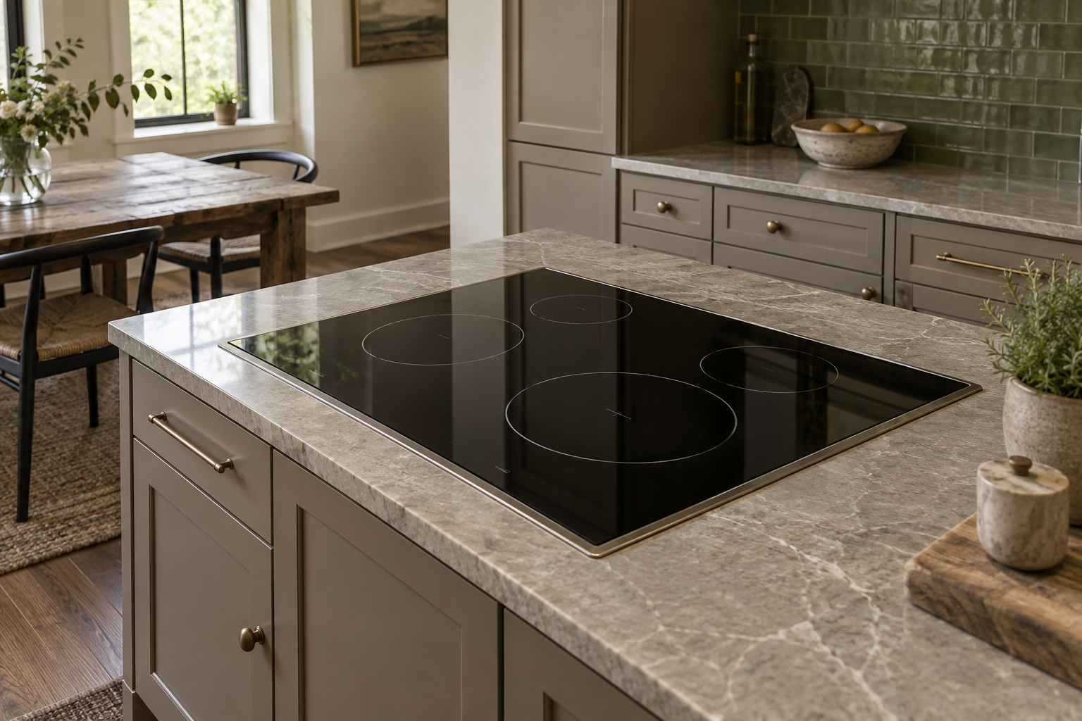 Illustrative Wolf cooktop in a residential kitchen — AI image for Viking Repair Easton